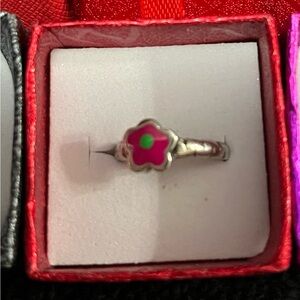Preco Pink Flower Sterling Silver Ring